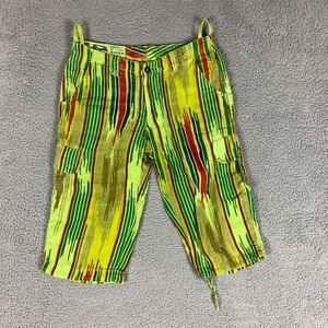 Mason's Cargo Capri Pants Womens EU 42 Multicolor Striped Linen Long Shorts‎